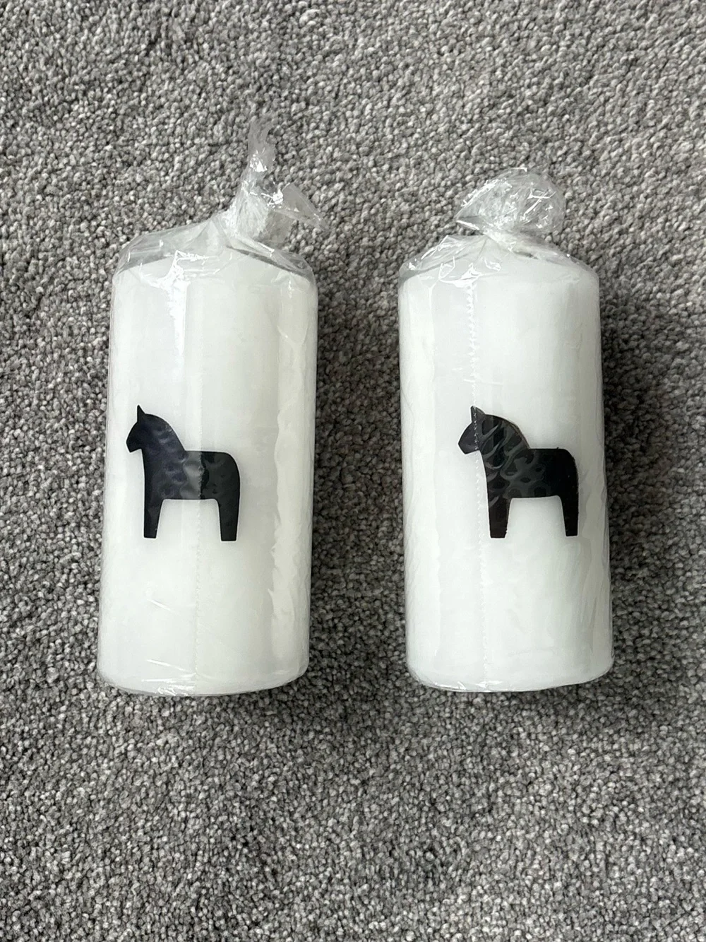 IKEA SET of 2 IKEA HÄSTHAGE collection fenomen black Dala horse candles